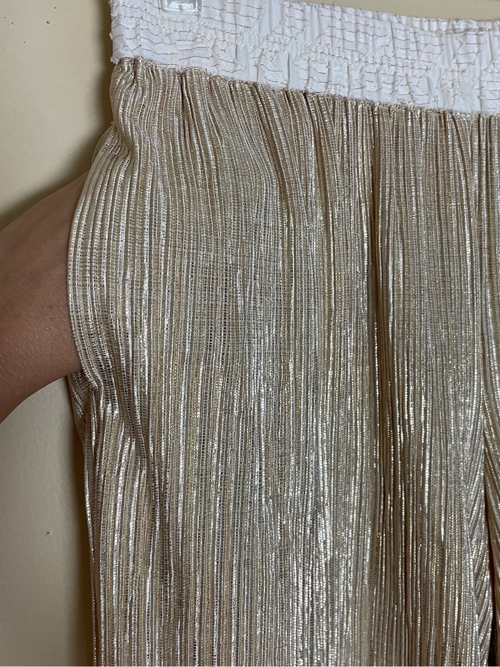 Anthropologie Elevenses Metallic Pants Women's XS Pleated Pull on Party Disco - Picture 8 of 12